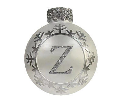 "Z" Monogram Silver Snowflake Ornament Tabletop Decor