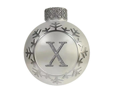 "X" Monogram Silver Snowflake Ornament Tabletop Decor