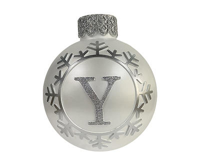 "Y" Monogram Silver Snowflake Ornament Tabletop Decor