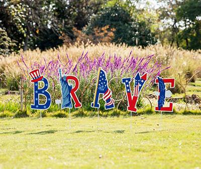 "Brave" Patriotic Icons 5-Piece Yard Stake Set