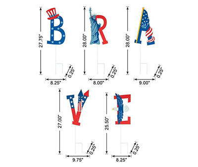 "Brave" Patriotic Icons 5-Piece Yard Stake Set