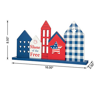 "Home of the Free" Red, White & Blue House Tabletop Decor