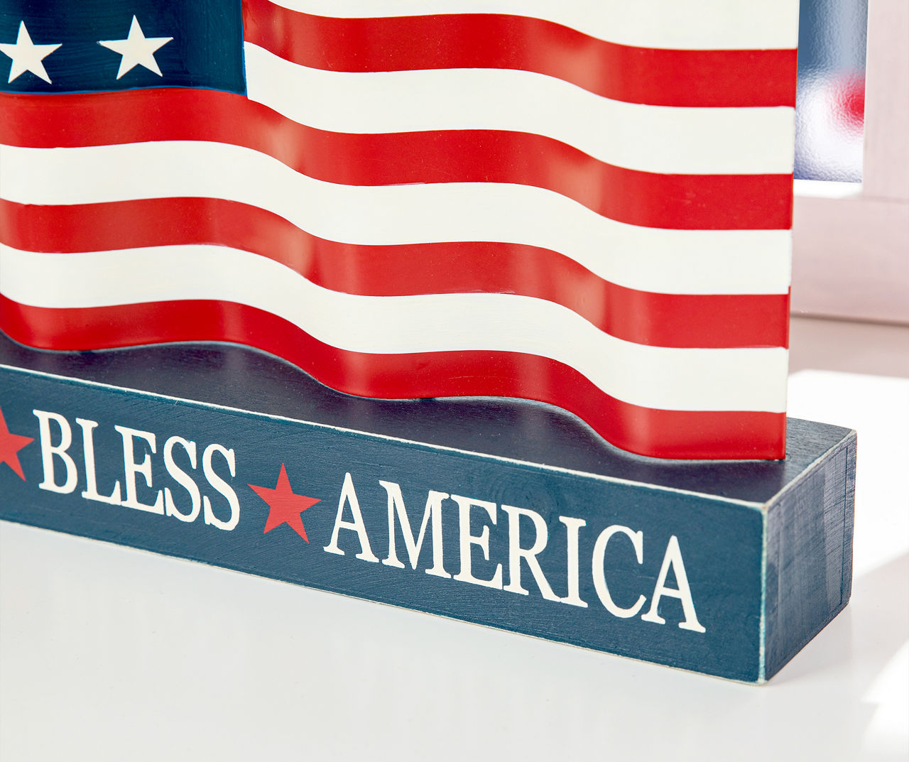 "God Bless America" Waving U.S. Flag Tabletop Decor