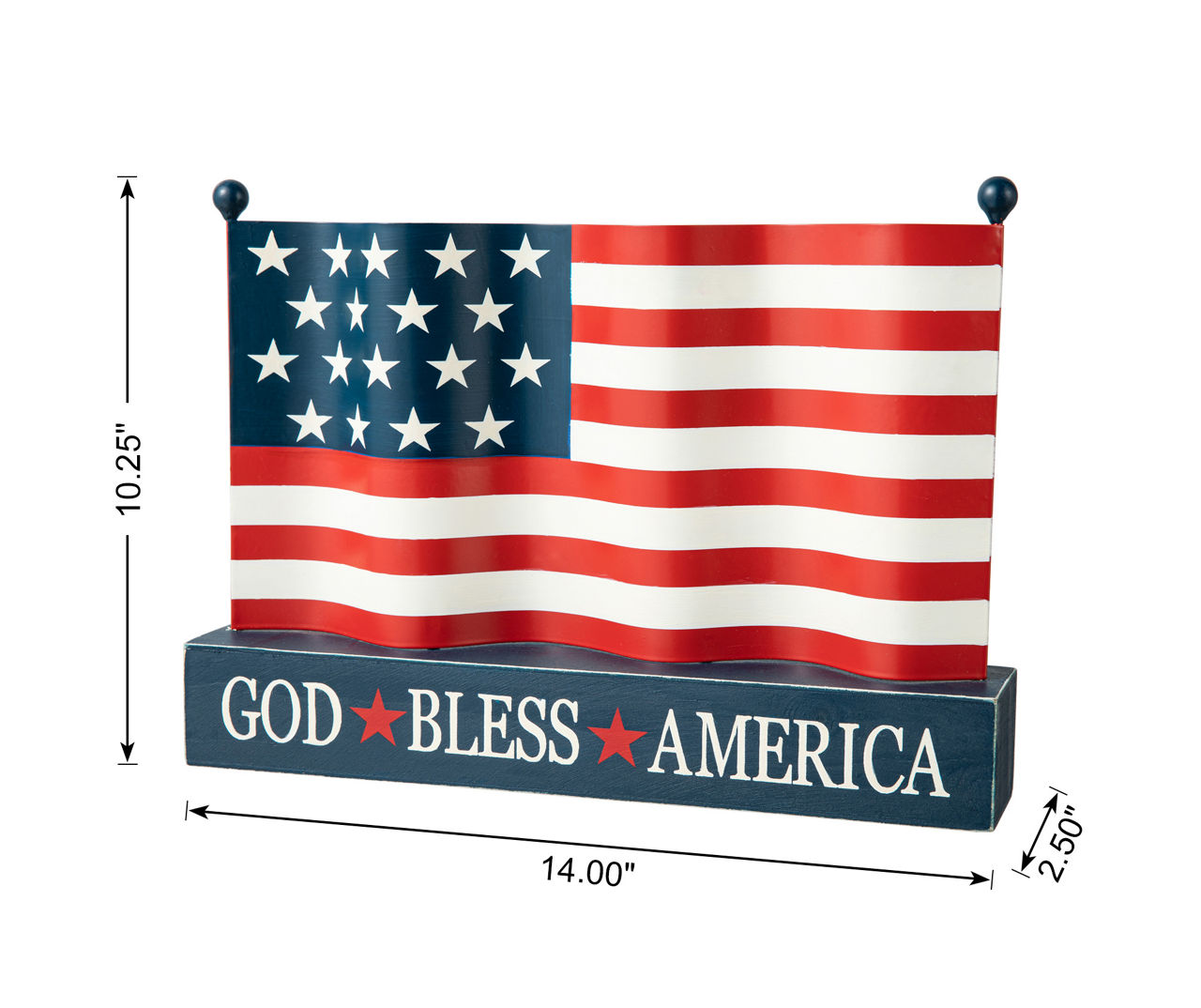 "God Bless America" Waving U.S. Flag Tabletop Decor