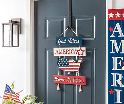 "God Bless America" & "Land of the Free" U.S. Map Hanging Wall Decor