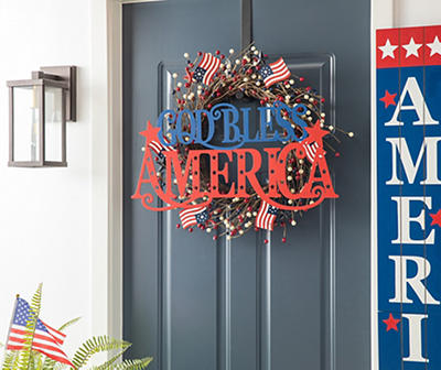 "God Bless America" Red & Blue Cut-Out Word Wall Decor