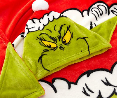 The Grinch Green & Red Salty Claus Hooded Blanket