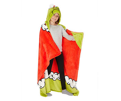 The Grinch Green & Red Salty Claus Hooded Blanket