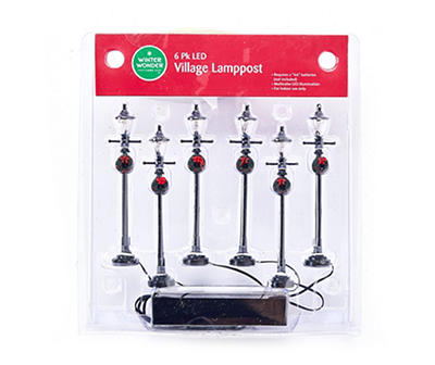 Christmas Village LED Lampposts, 6-Pack