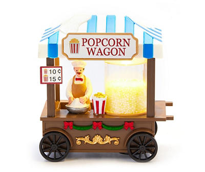 Christmas Village LED Popcorn Wagon Scene