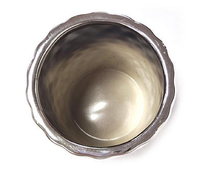 3.15" Mirror Silver Ceramic Planter