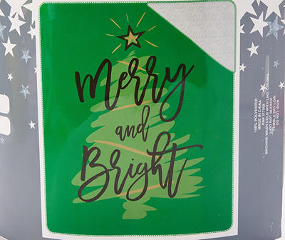 "Merry & Bright" Green Tree Plush Throw, (50" x 60")