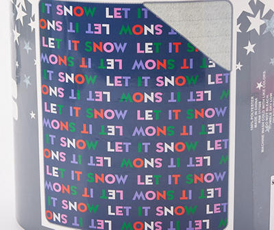 "Let It Snow" Blue Typography Plush Throw, (50" x 60")