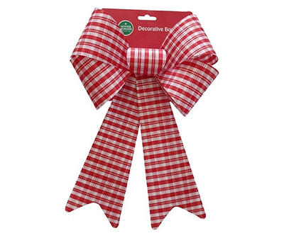 15" Red & White Plaid Decorative Bow