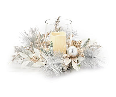 Silver & Gold Greenery LED Candle Centerpiece