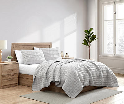 Levi Silver Box-Quilted Queen 3-Piece Quilt Set