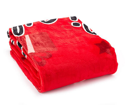 "Believe" Red Holiday Icons Plush Throw, (50" x 60")