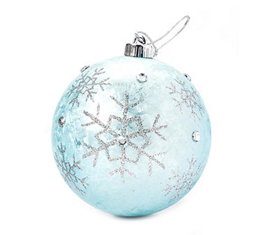 Blue & Silver Snowflake & Gem Jumbo Ball Ornament