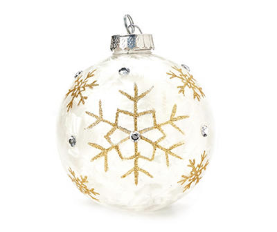 White & Gold Snowflake & Gem Jumbo Ball Ornament