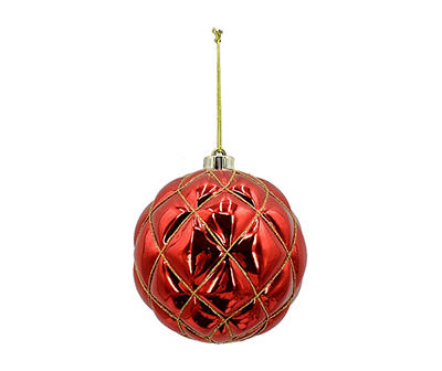 Red & Gold Diamond Jumbo Ball Ornament