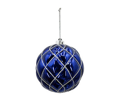 Blue & Silver Diamond Jumbo Ball Ornament