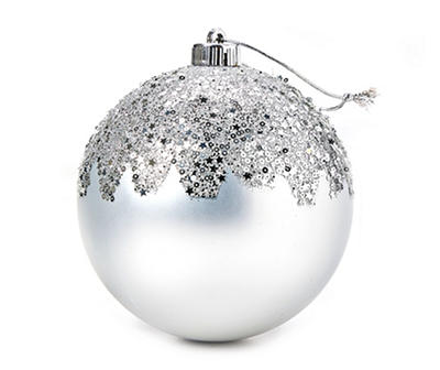 Silver Star Sequin Jumbo Ball Ornament