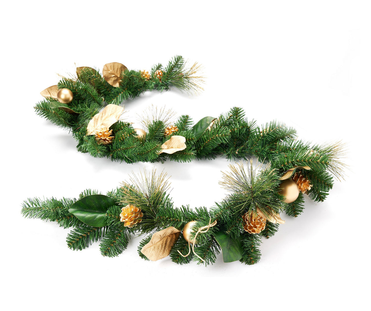 Winter Wonder Lane 6' Gold Ornament, Pinecone & Leaf Garland Big Lots