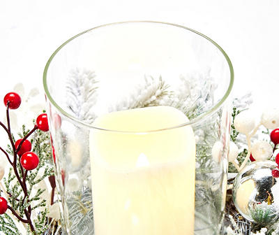 Berry & Ornament LED Candle Centerpiece