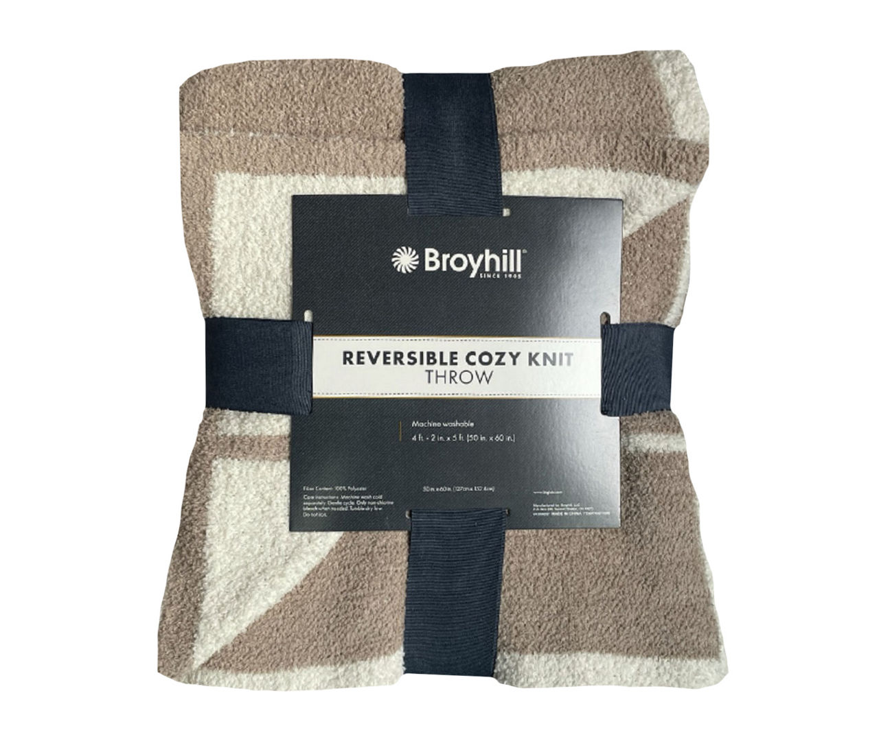 Broyhill Tan Cream Grid Reversible Knit Throw 50