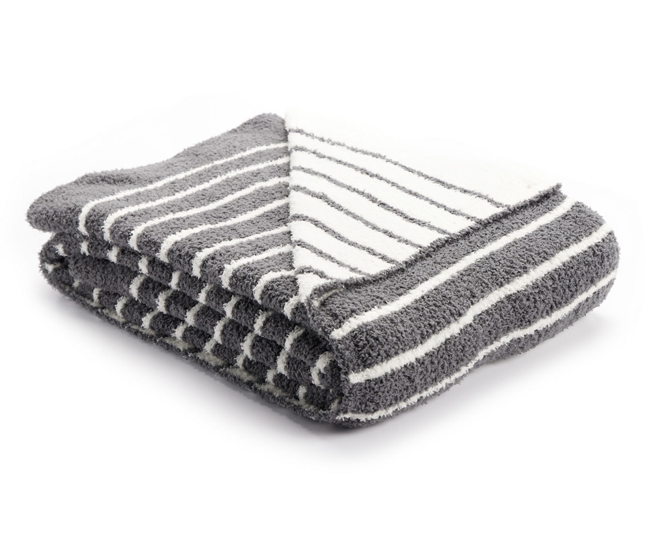 Gray & White Stripe Reversible Knit Throw, (50" x 60")