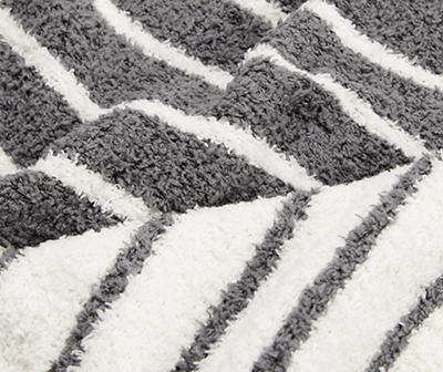 Gray & White Stripe Reversible Knit Throw, (50" x 60")