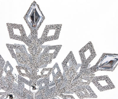 Silver Gem & Glitter Snowflake Tree Topper