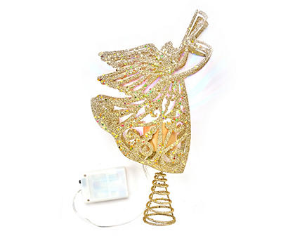 Gold Glitter Angel LED Tree Topper