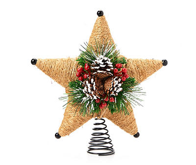 Natural Pinecone & Berry Rope Star Tree Topper