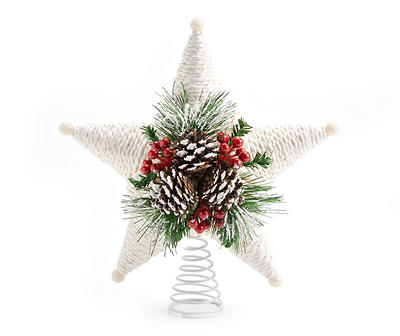 White Pinecone & Berry Rope Star Tree Topper