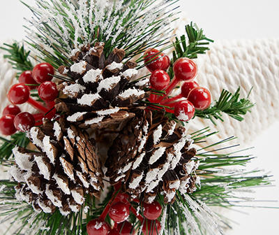 White Pinecone & Berry Rope Star Tree Topper