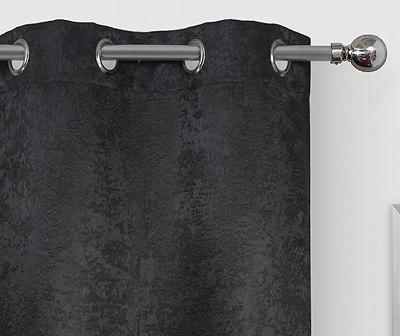 Black Velvet Abstract Blackout Grommet Curtain Panel Pair, (84")