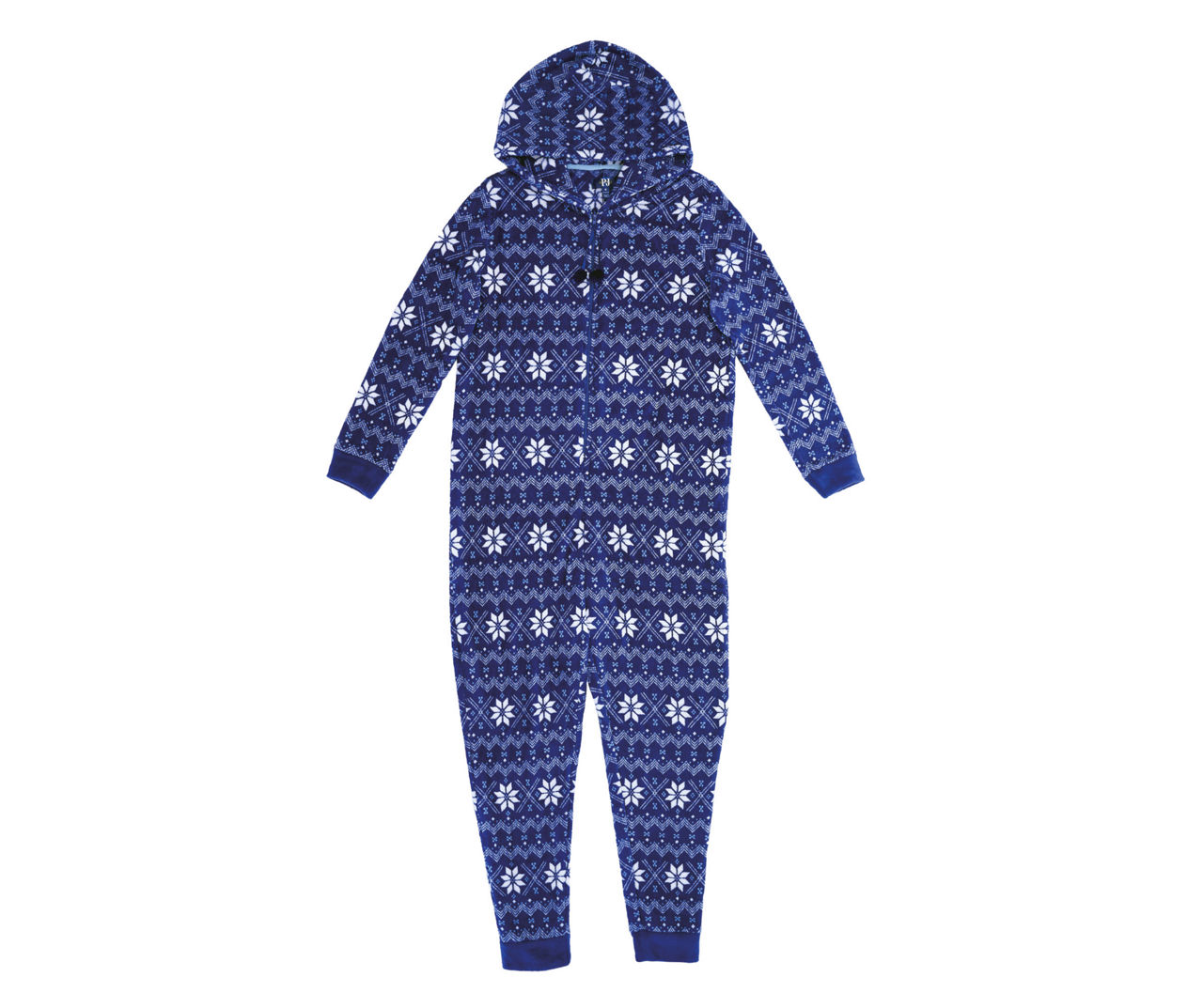 PJ Essentials PJ Essentials Women s Blue White Fair Isle Hooded