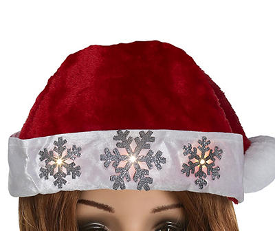 LED Glitter Snowflake Santa Hat