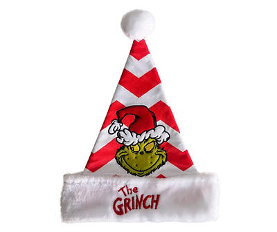 "The Grinch" Red & White Stripe Santa Hat