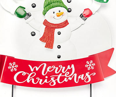 "Merry Christmas" Snowman Family Yard Stake