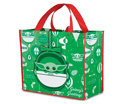 Green & Red Grogu Holiday XL Reusable Tote Bag