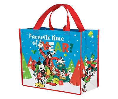 Blue & Red Mickey & Friends Holiday XL Reusable Tote Bag