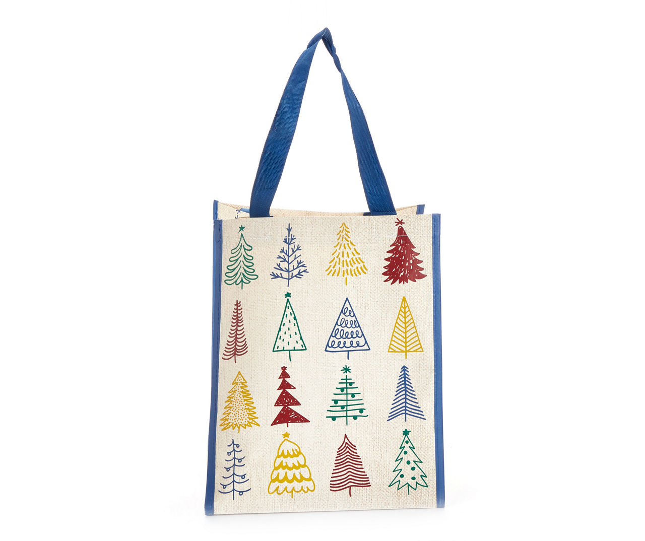 Beige Multi Color Trees Small Reusable Tote Bag