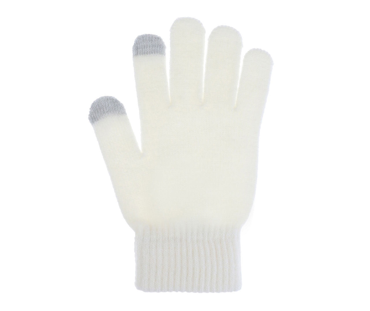 Ivory Rhinestone Knit Pom-Pom Beanie & Touch Screen Gloves