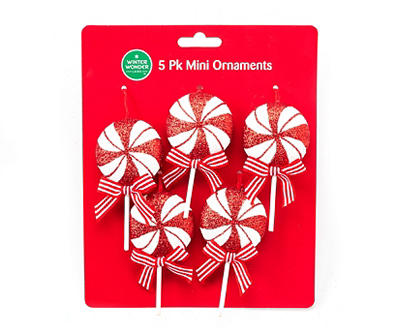Peppermint Lollipop Mini Ornaments, 5-Pack