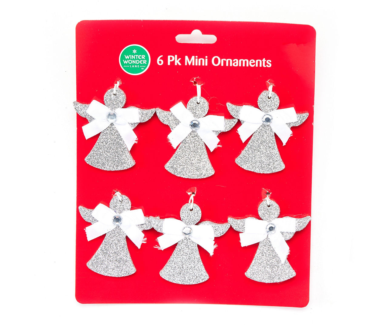 Winter Wonder Lane Silver Glitter Angel Mini Ornaments, 6Pack Big Lots