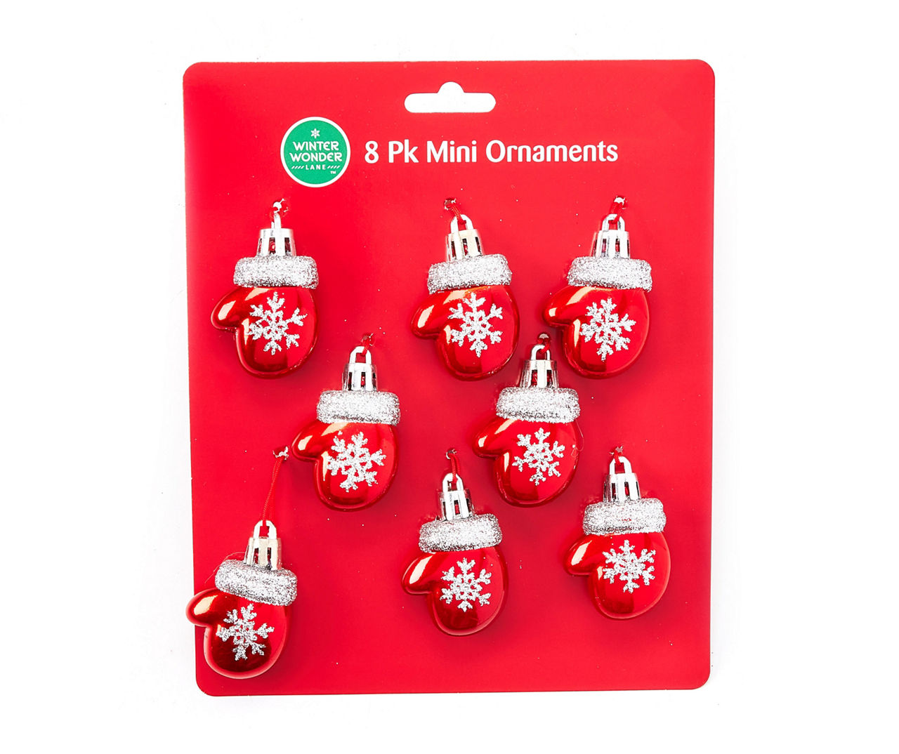 Winter Wonder Lane Red & Silver Snowflake Glove Mini Ornaments, 8-Pack