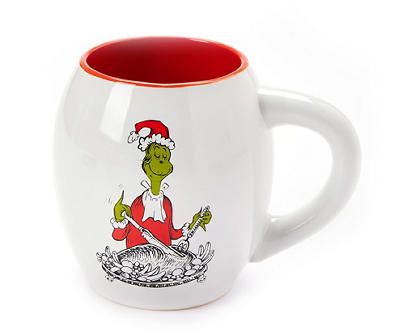 "Maybe Christmas" White & Red Grinch Oval Mug, 18 oz.