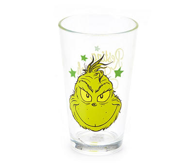 "Resting Grinch Face" Clear Grinch Pint Glass, 16 oz.